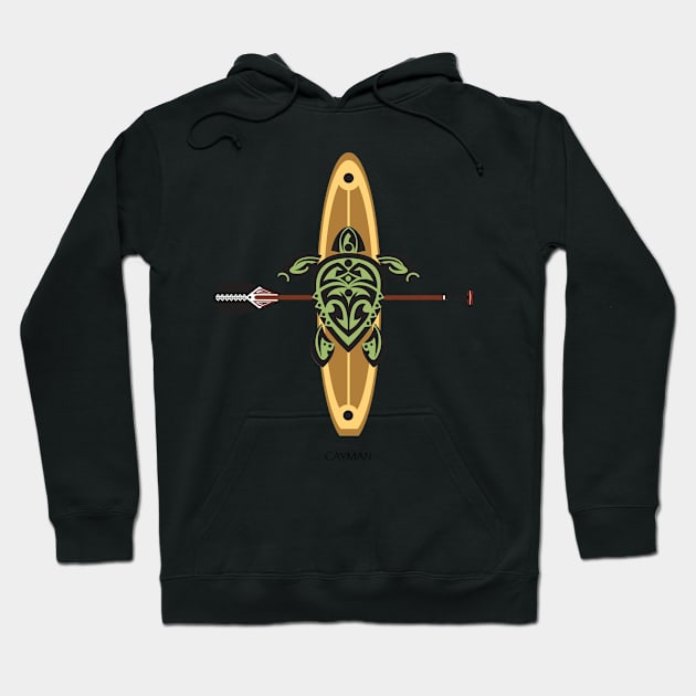 Black & Green Tribal Turtle Stand-Up Wave Rider / Grand Cayman Hoodie by srwdesign